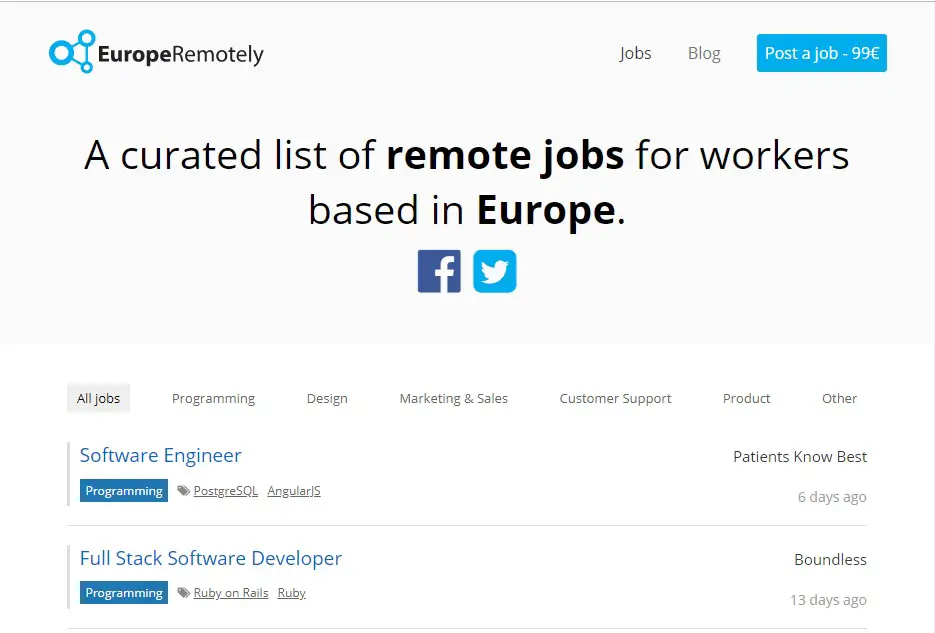 europeremotely freelance jobs site