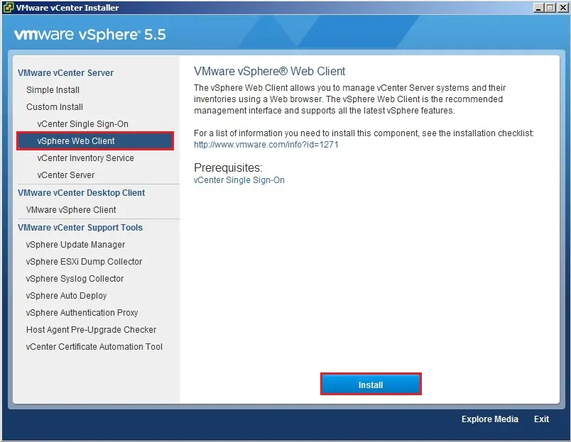 install vcenter web client