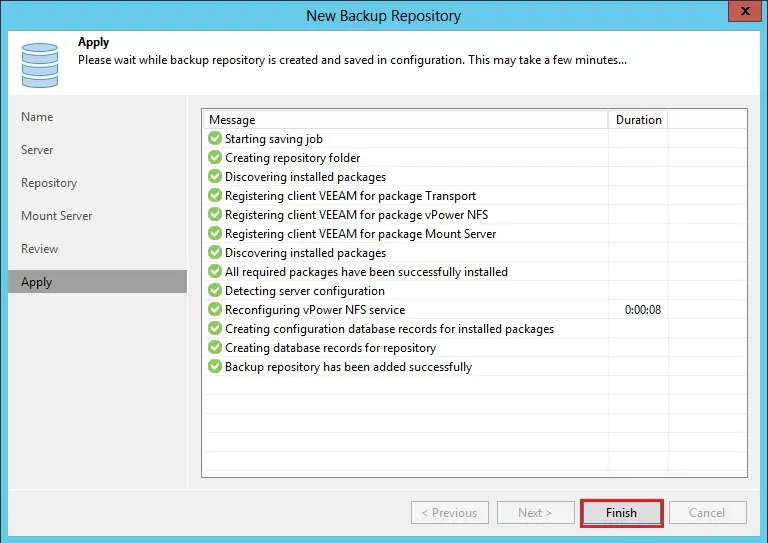 new backup repository applying