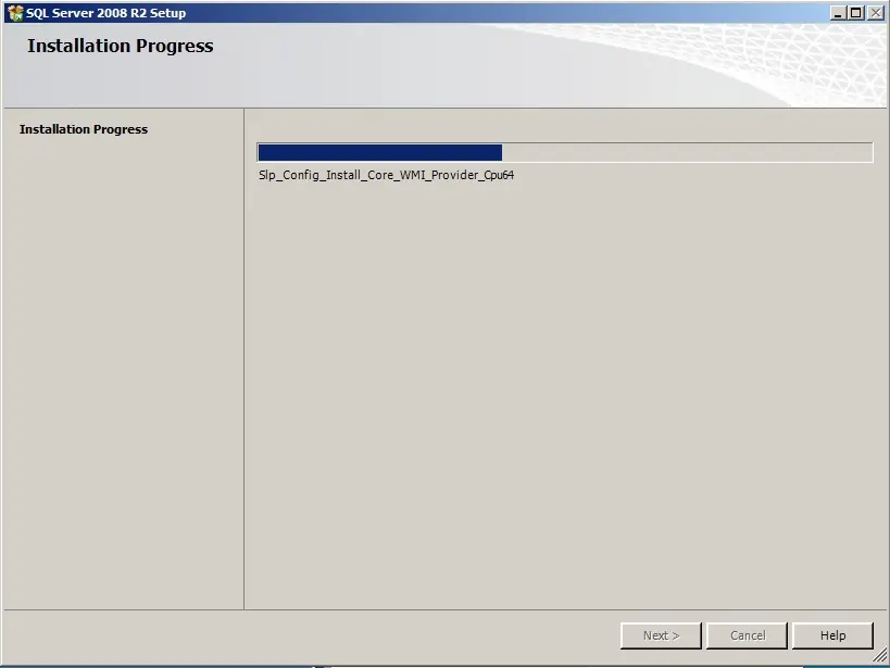 sql server installation progress