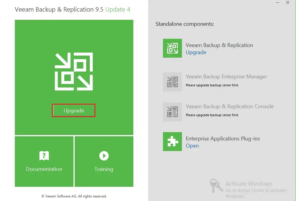 upgrade veeam to v9.5 update 4