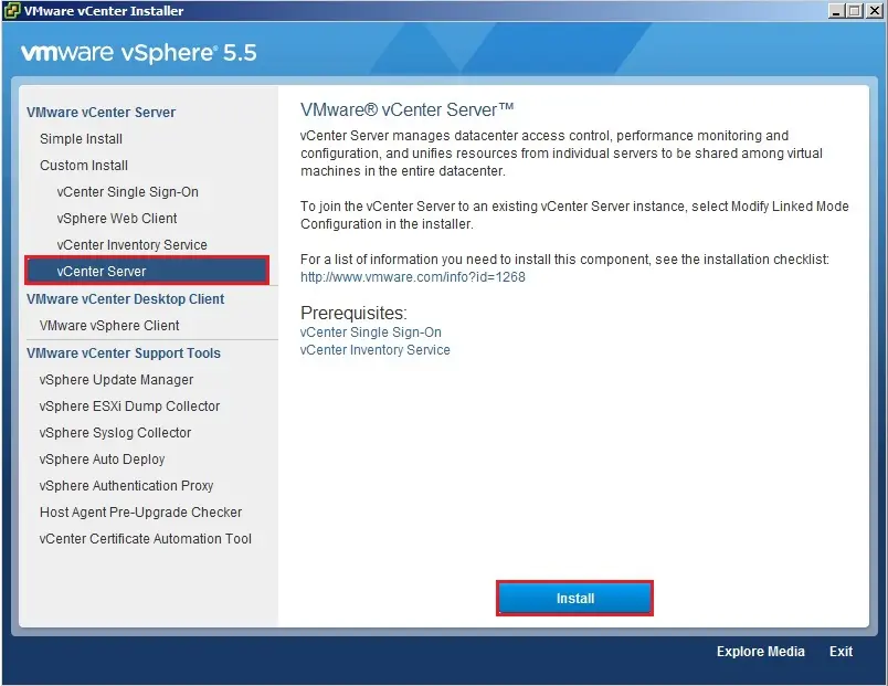 vcenter 5.5 installation