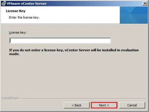 vcenter 5.5 installation wizard license key