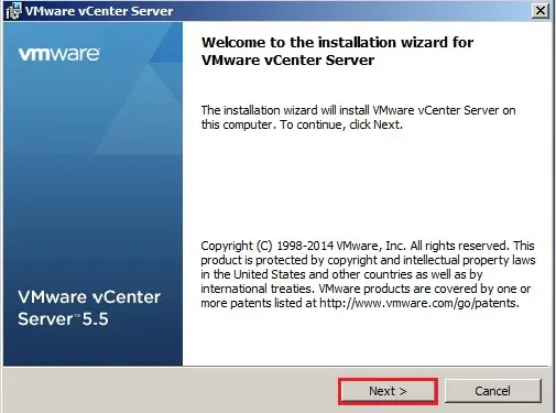 vcenter 5.5 installation wizard