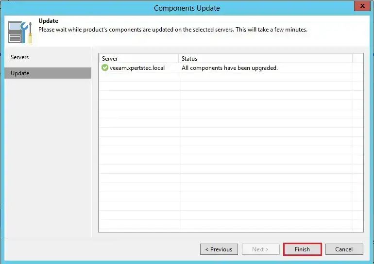 veeam backup components upgrade