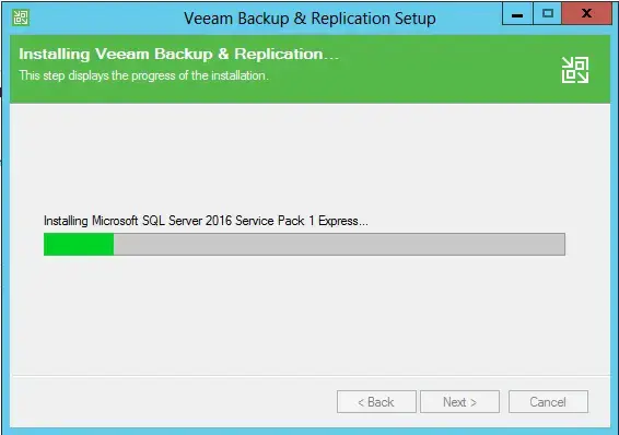 veeam backup default setup running