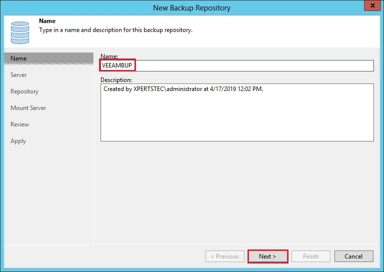 veeam backup repository description