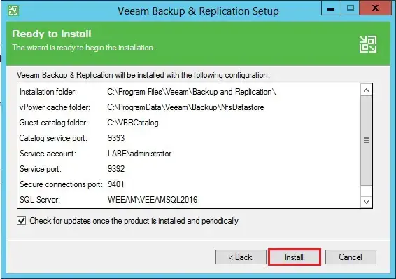 veeam backup setup ready to install