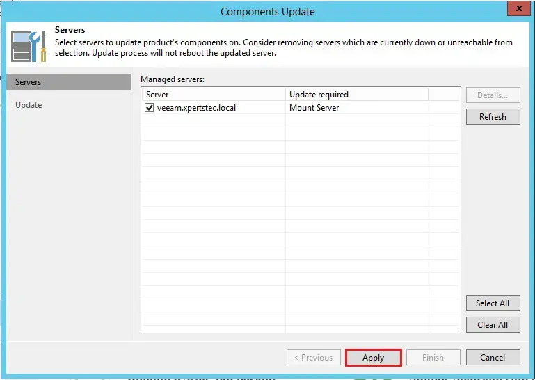 veeam components upgrade