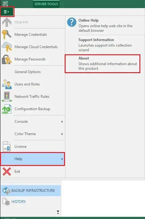 veeam help about