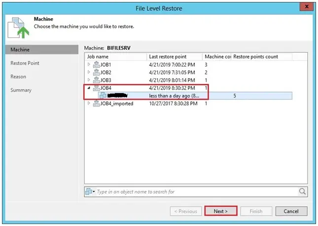 veeam restore a file