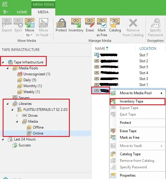 veeam restore backup from tape inventory tape