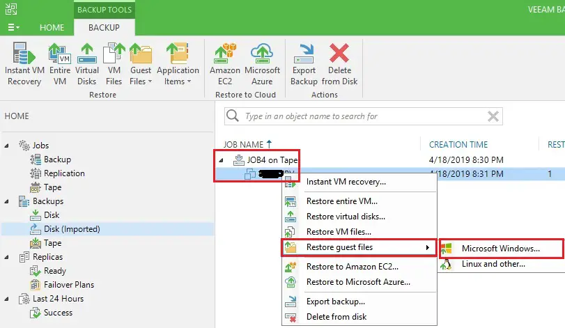 veeam restore guest files