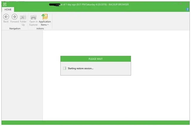 veeam starting restore session