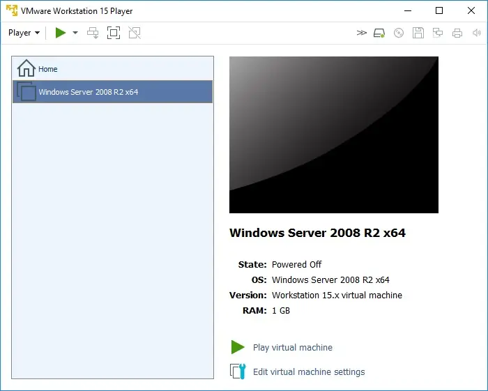 Virtual Machine in VMware Player