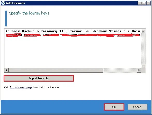 acronis backup recovery add license key