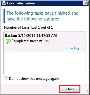 acronis backup task information completed