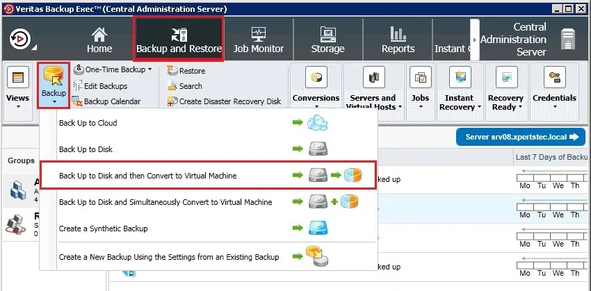 backup exec backup to disk