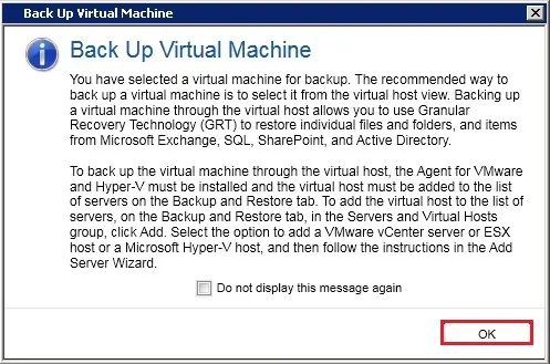 backup virtual machine