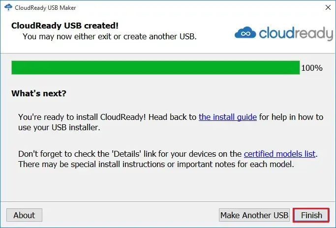 cloudready usb created