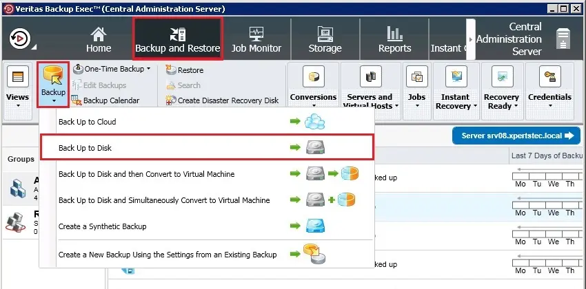 create backup job to disk