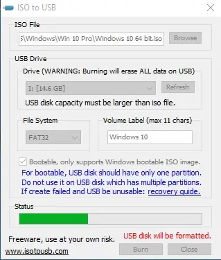 iso to usb burn bootable flash drive