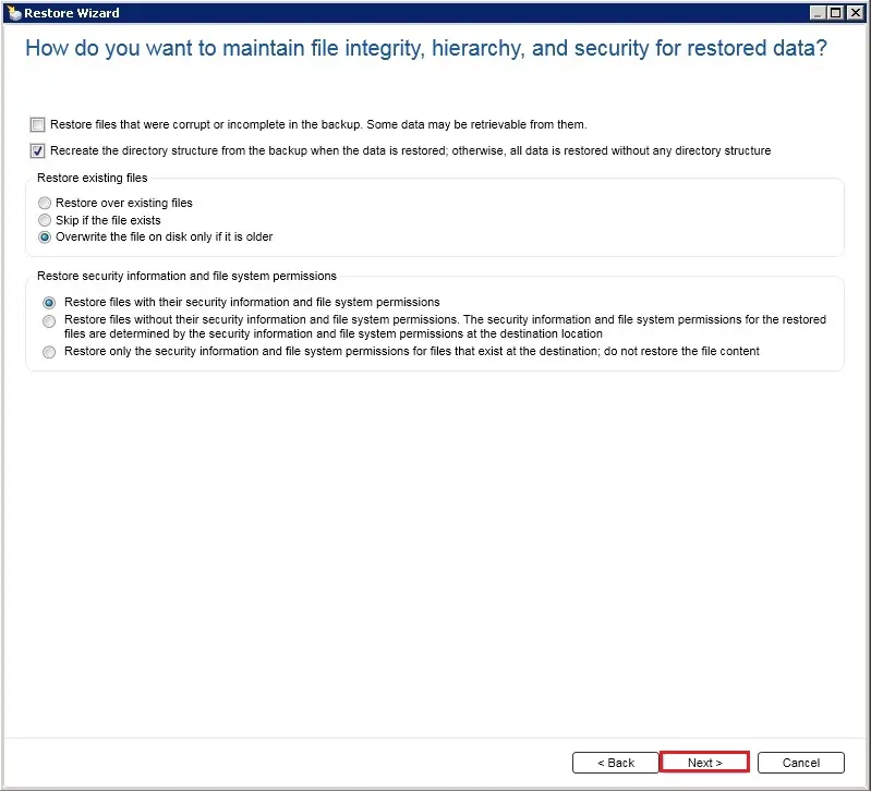 restore maintain file integrity 