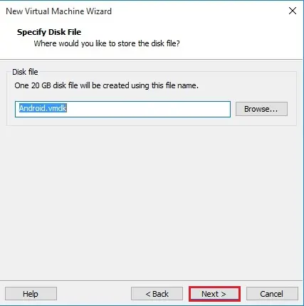 specify disk file