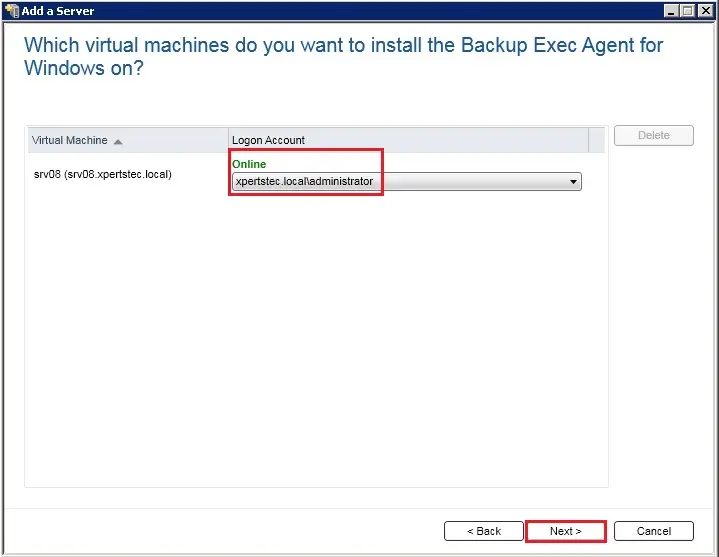 veritas add virtual machine