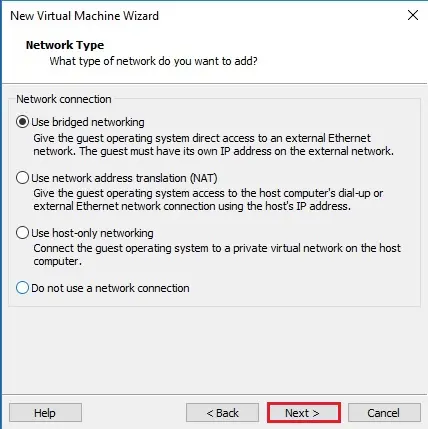 virtual machine network connection