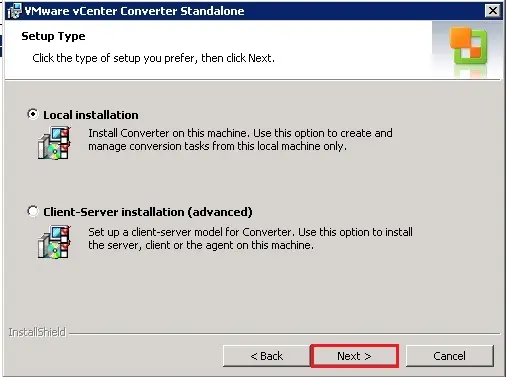 vmware converter local installed