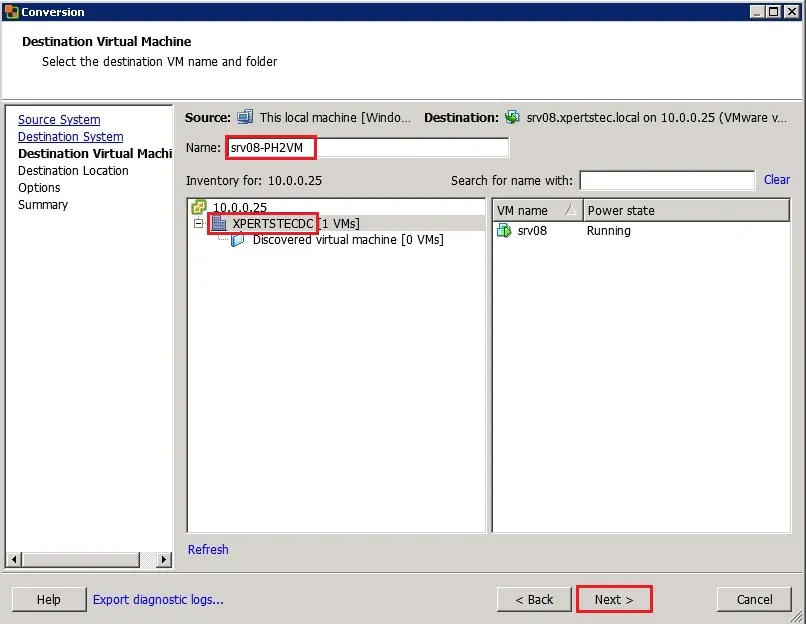 vmware converter physical to virtual machine