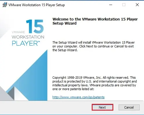 welcome to vmware player setup wizard