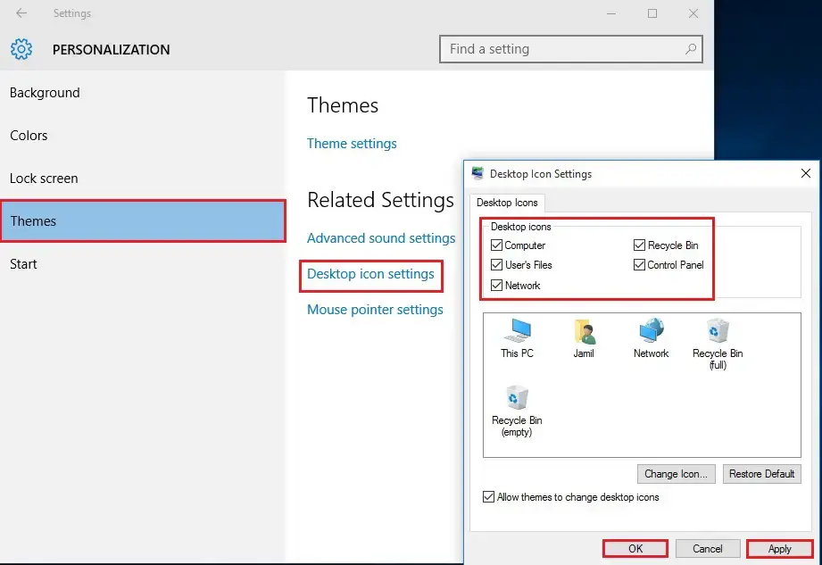 windows 10 desktop icon settings