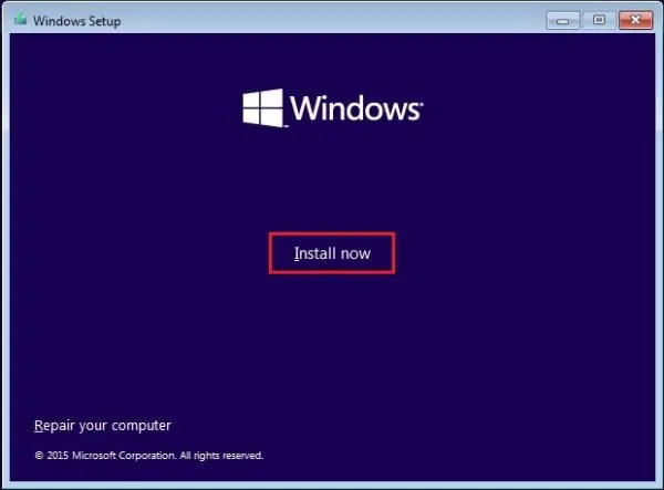 windows 10 setup install now