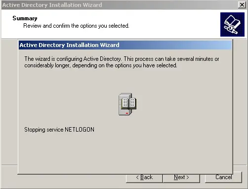 active directory 2003 setup dcpromo