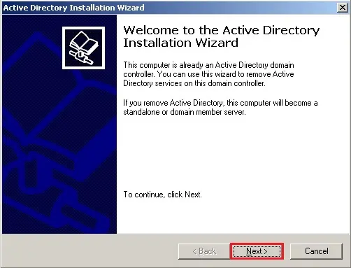 active directory installation wizard