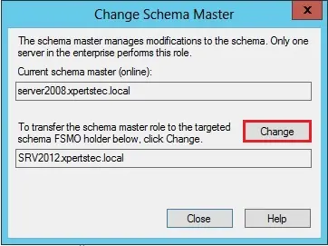 change directory schema operations master