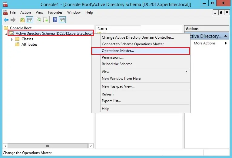 change directory schema operations master