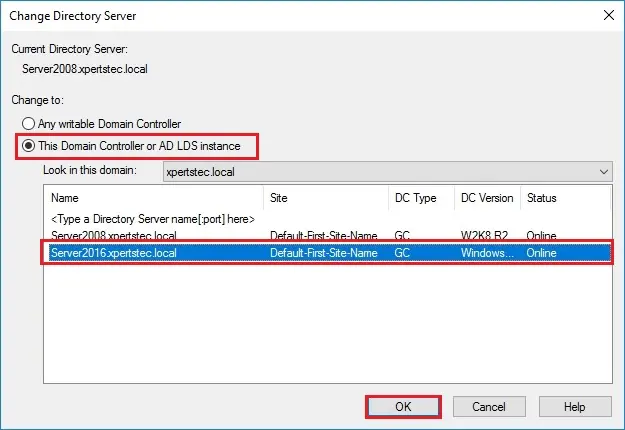 change directory server server 2016