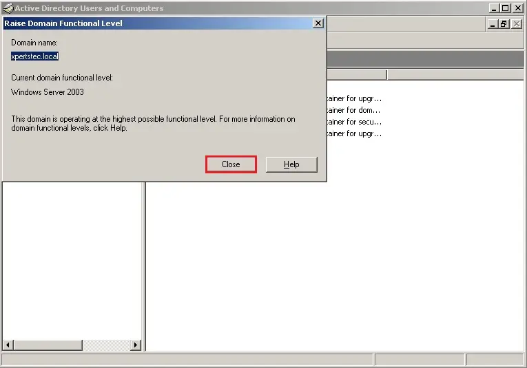 current domain functional level active directory sever 2003