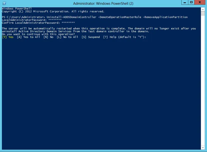 demote domain controller powershell command