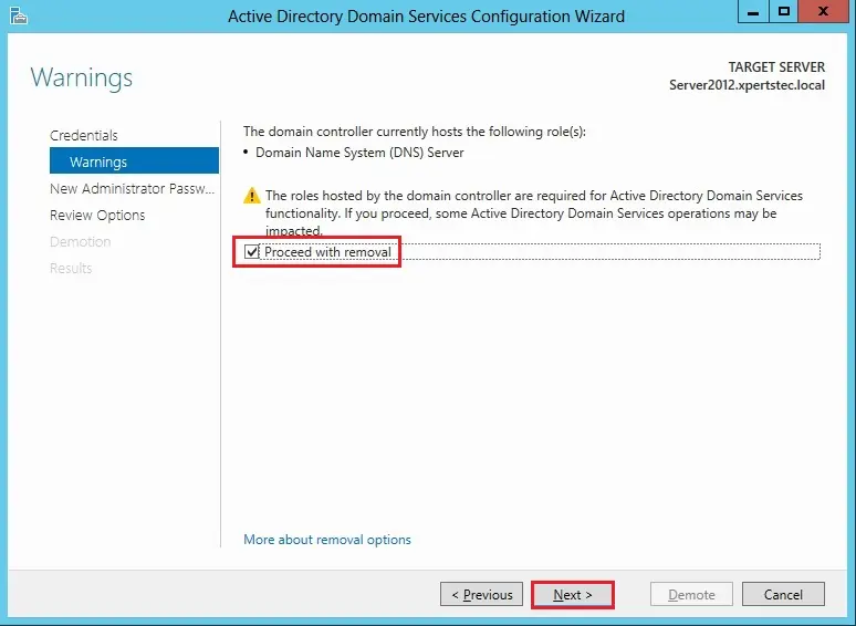 demote this domain controller warnings