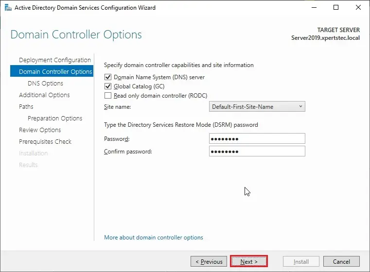 domain controller options