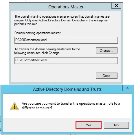 domain naming transfer operations master