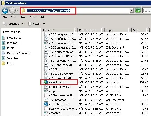 export import gfi mailessentials configuration tool