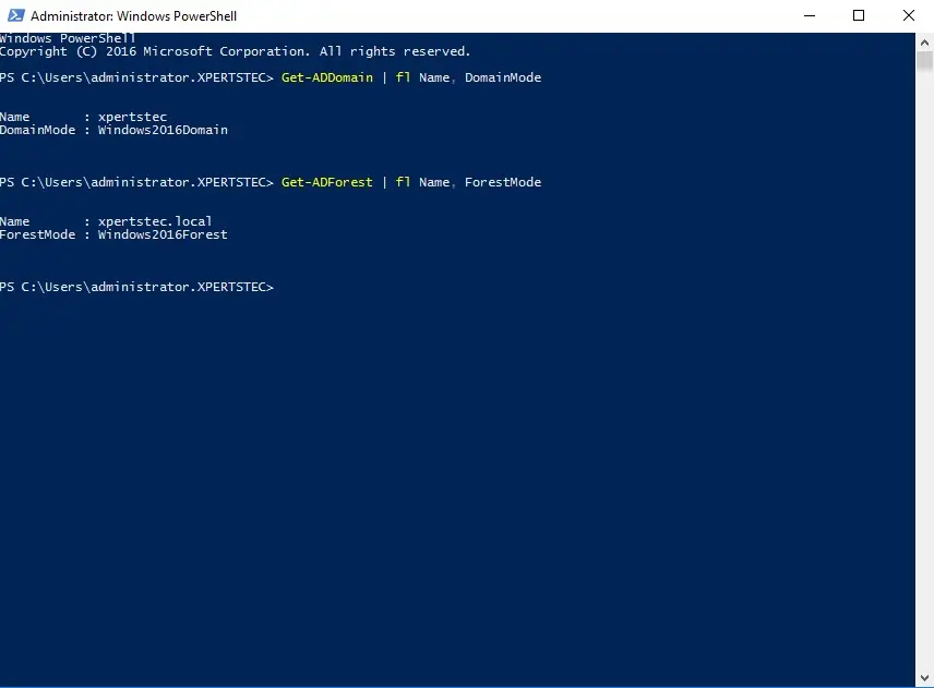 get ad domain ad forest powershell command