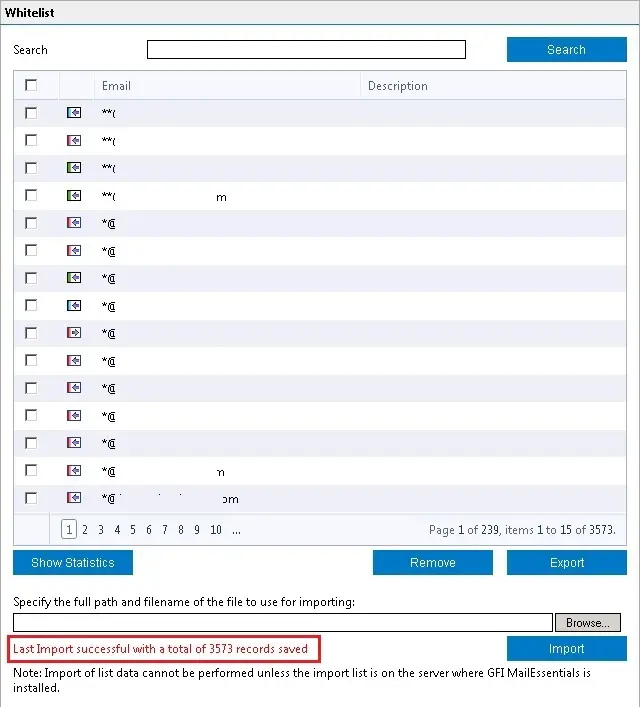 import keyword whitelist gfi mailessentials