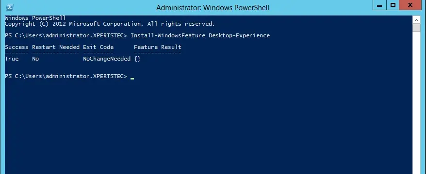 install desktop experience powershell