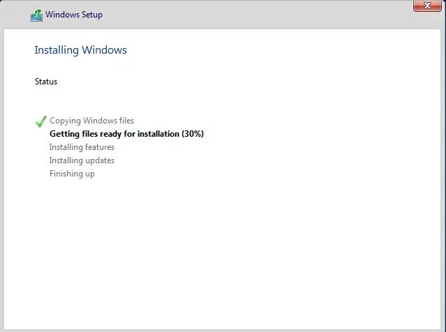 installation windows status